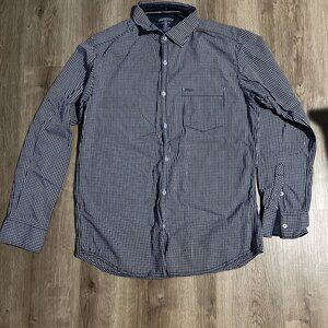Urban Touch Plum, Blue & White Gingham Check Long Sleeve Button-Down Shirt SZ L